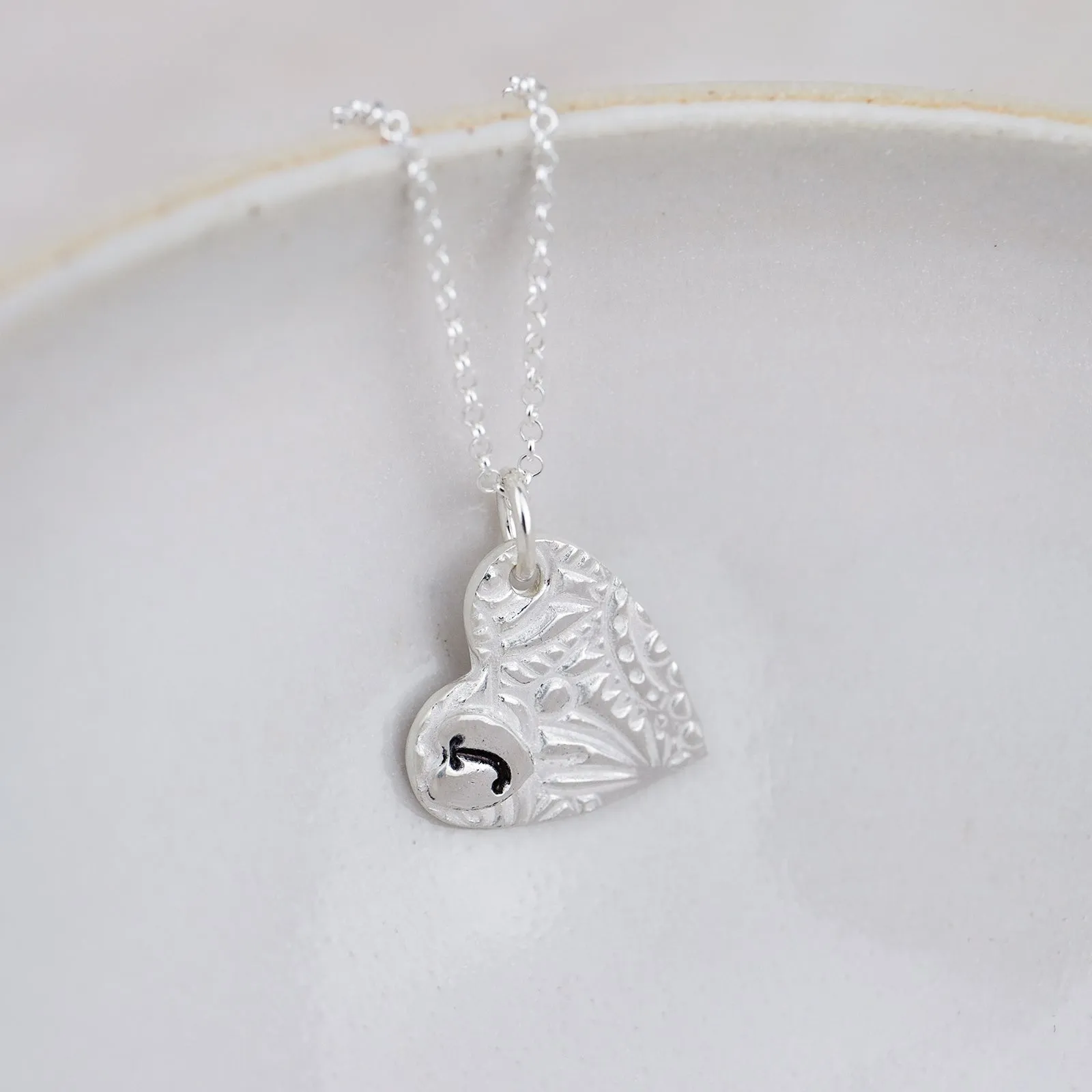 Sterling Silver Textured Double Heart Pendant