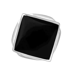 Sterling Silver Whitby Jet Queen's Jubilee Hallmark Small Rhombus Ring D