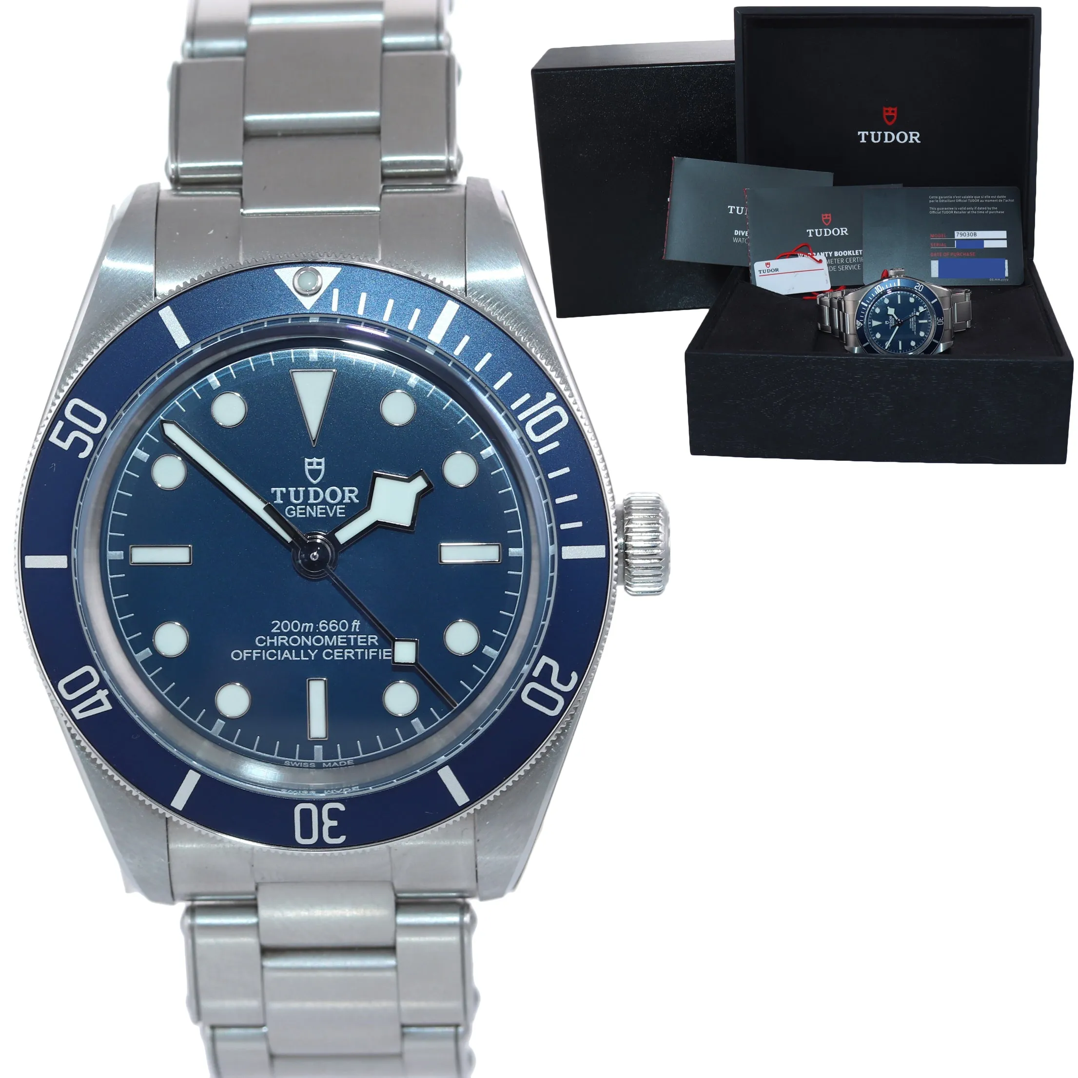 STICKERS NEW PAPERS Tudor Black Bay Fifty Eight 58 BLUE Steel 79030B Watch Box