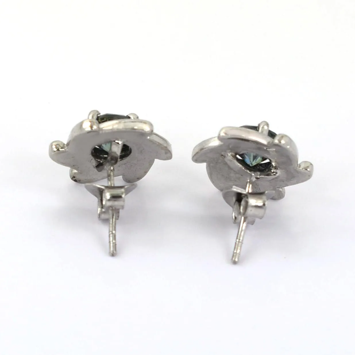 Stylish Blue Diamond Stud Earrings in White Gold Finish! Great Brilliance & Luster. Gift For Birthday!  1.60 Ct Certified