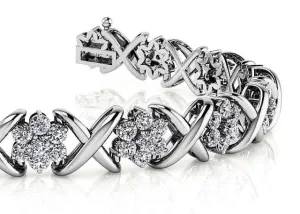 Stylized X Flower Diamond Bracelet with 3.36 ct.(finished) 2mm