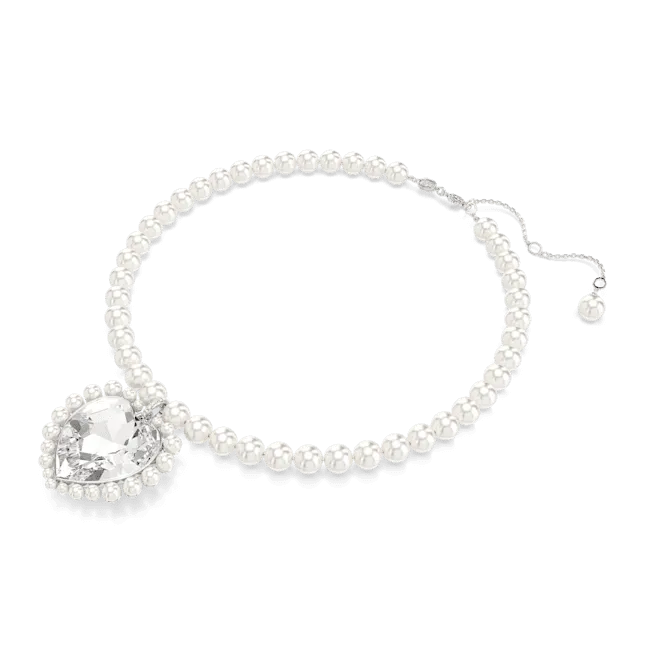 Swarovski Ariana Grande x Necklace Crystal pearl Heart cut Heart White Rhodium plated