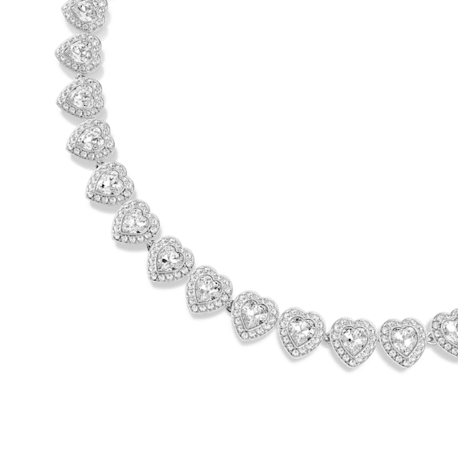 Swarovski Ariana Grande x Tennis Necklace Mixed cuts Heart White Rhodium plated