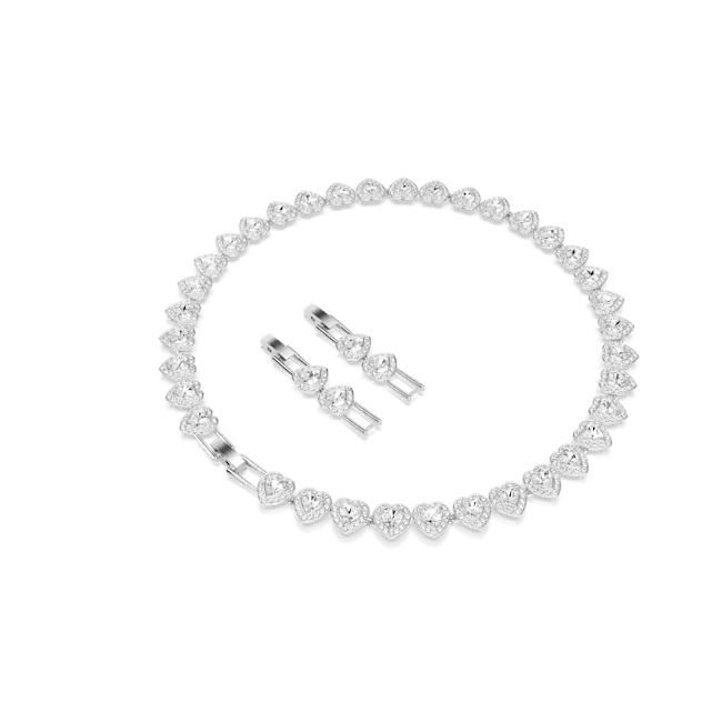 Swarovski Ariana Grande x Tennis Necklace Mixed cuts Heart White Rhodium plated