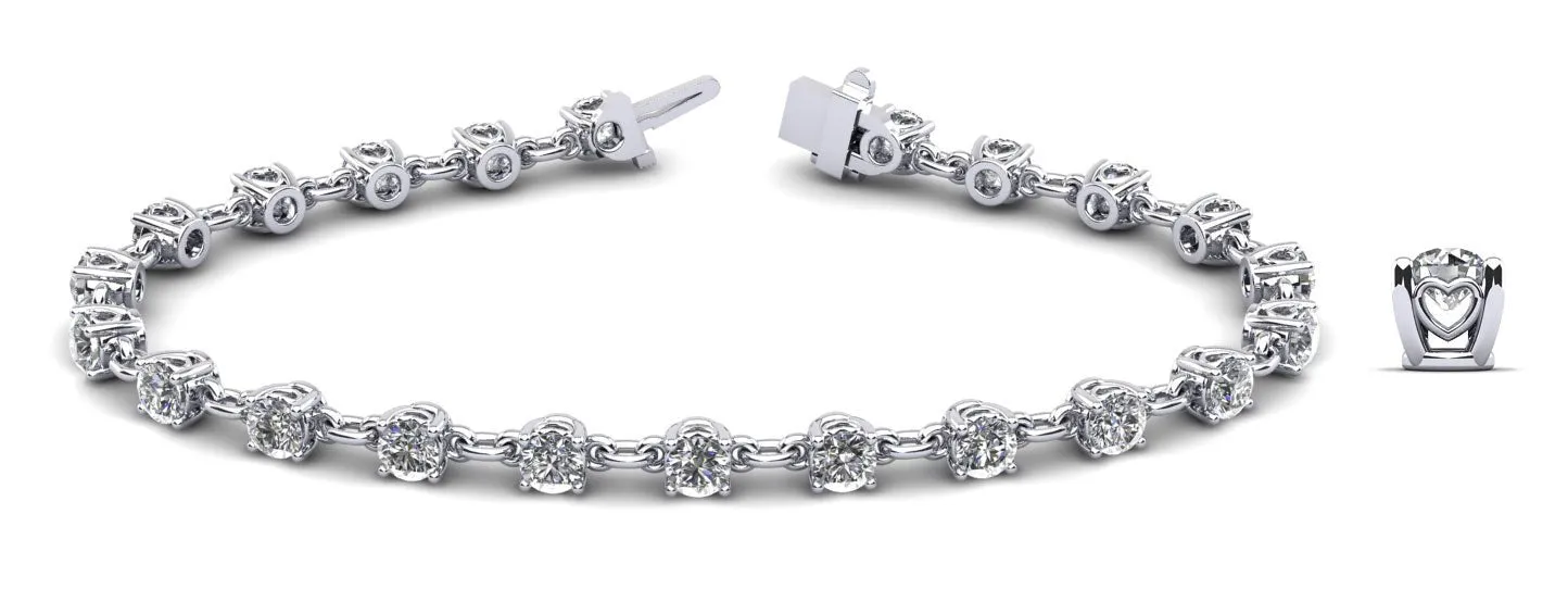 Sweetheart Chain Link Diamond Tennis Lab-Grown Diamond Bracelet with 3.89 ct.(finished) 3.6mm