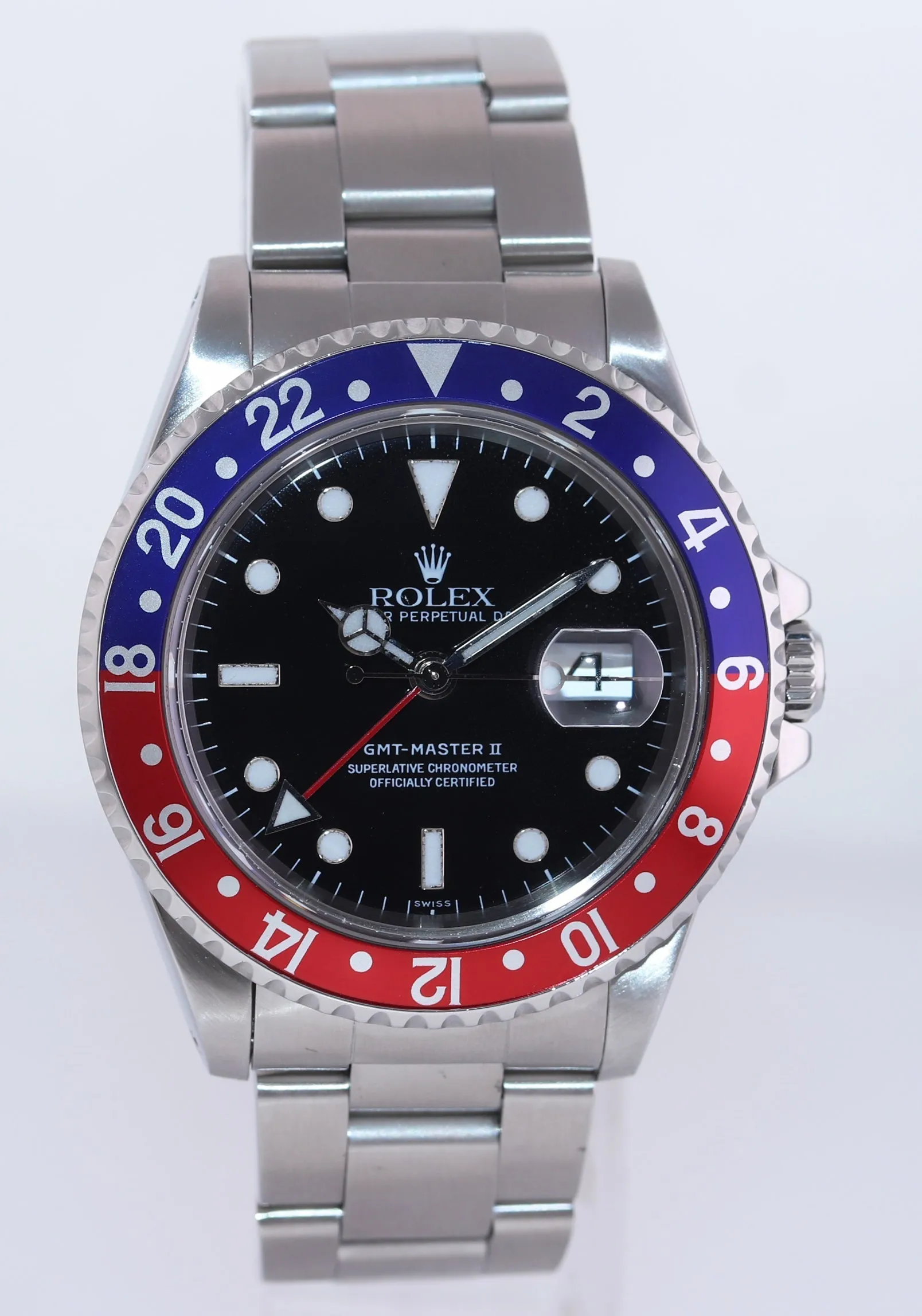 SWISS ONLY 1999 Rolex GMT-Master II Pepsi Blue Red Steel 16710 40mm Watch Box