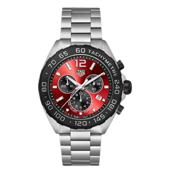 Tag Heuer Formula 1 Silver Stainless Steel Red Dial Chronograph Quartz Watch for Gents - CAZ101AN.BA0842