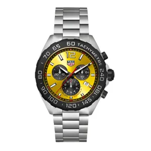 Tag Heuer Formula 1 Silver Stainless Steel Yellow Dial Chronograph Quartz Watch for Gents - CAZ101AM.BA0842