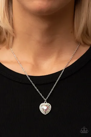 Taken with Twinkle - Multi - Iridescent Heart Gem Paparazzi Short Necklace