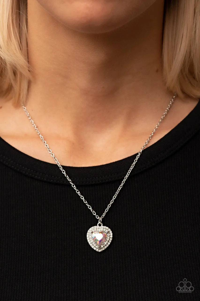 Taken with Twinkle - Multi - Iridescent Heart Gem Paparazzi Short Necklace