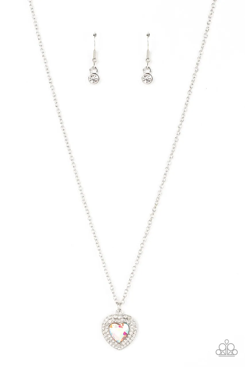 Taken with Twinkle - Multi - Iridescent Heart Gem Paparazzi Short Necklace