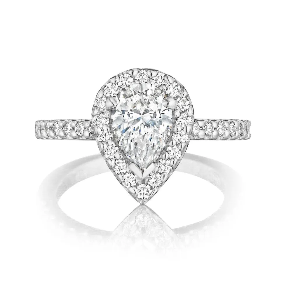 Tear Drop Halo Pear Engagement Ring