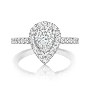 Tear Drop Halo Pear Engagement Ring