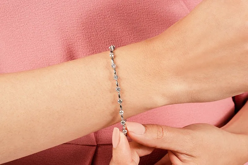 Teardrop Link Lab-Grown Diamond Bracelet with 3.00 ct.(finished) 3.4mm