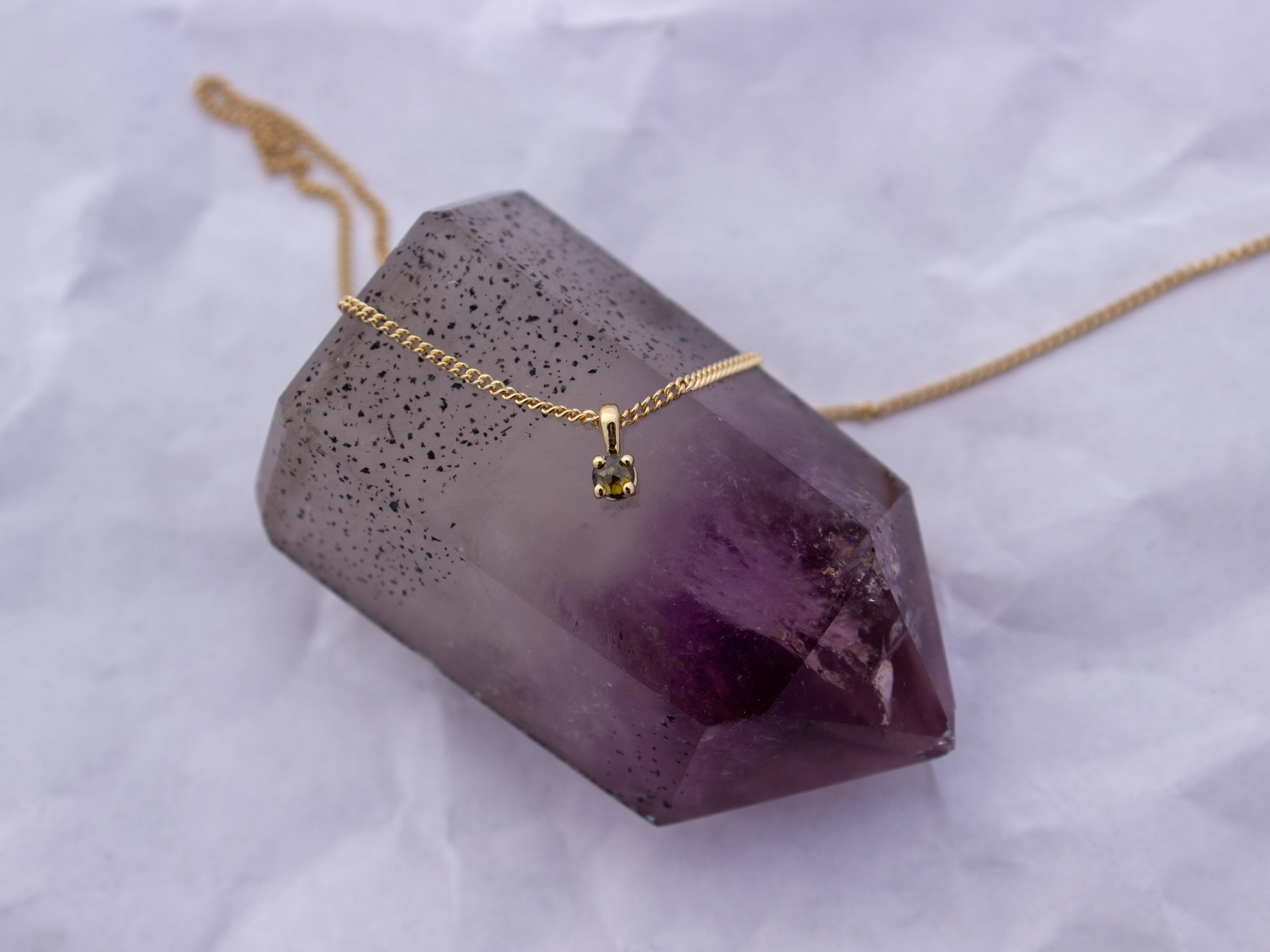 Teeny-Tiny 2.5mm Diamond Charm/Necklace | 14k Yellow Gold