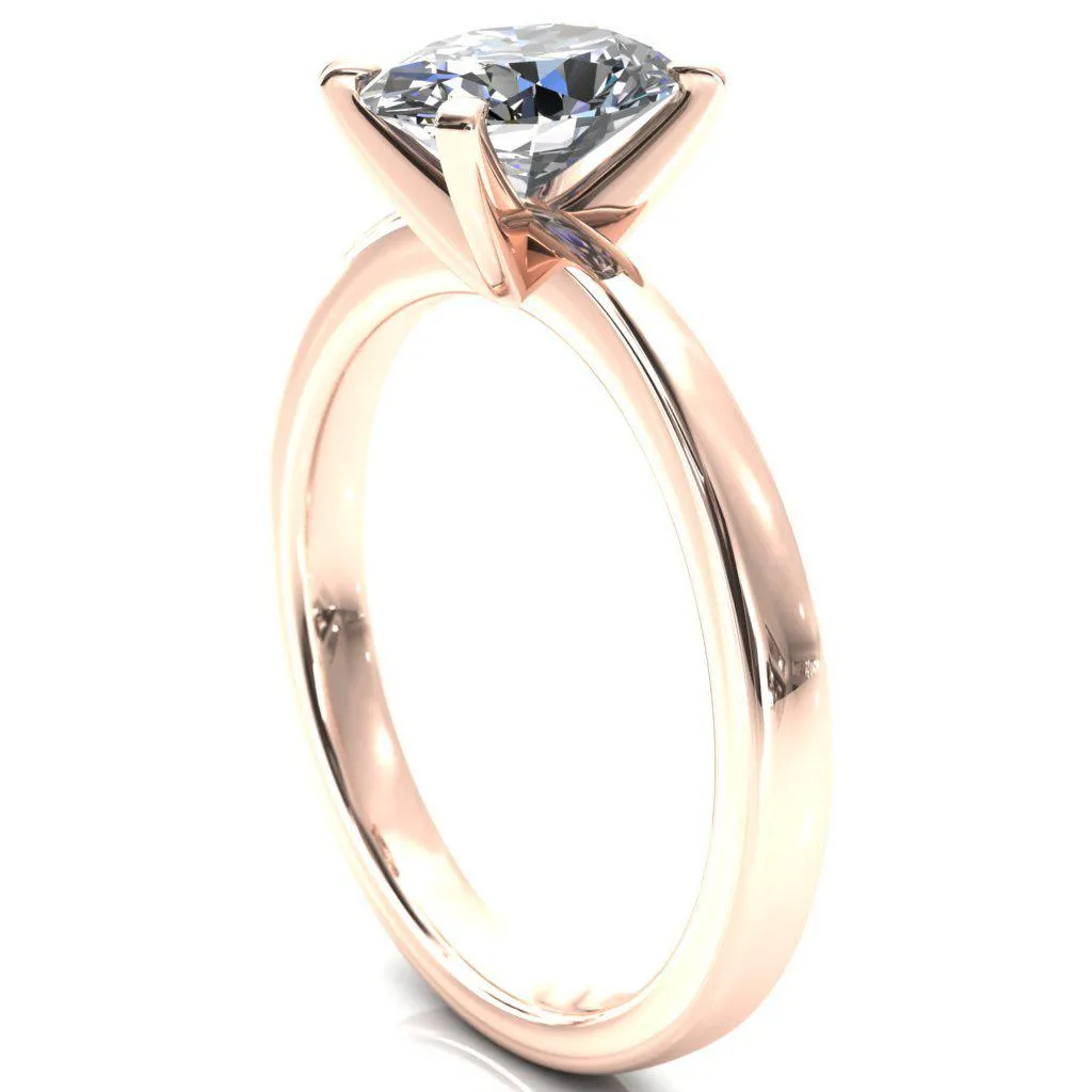 Tessa Oval Center 4  Prong Pitched Shoulders Solitaire Engagement Ring
