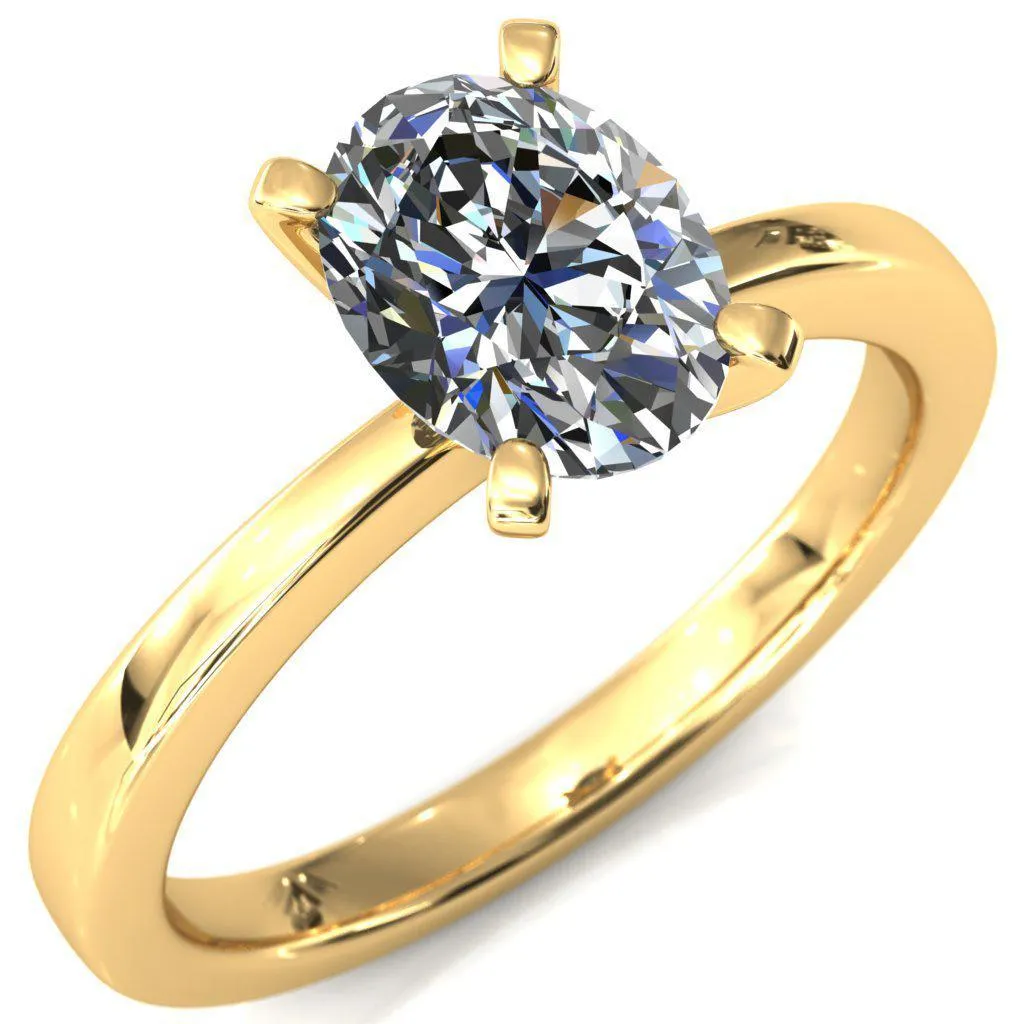 Tessa Oval Center 4  Prong Pitched Shoulders Solitaire Engagement Ring