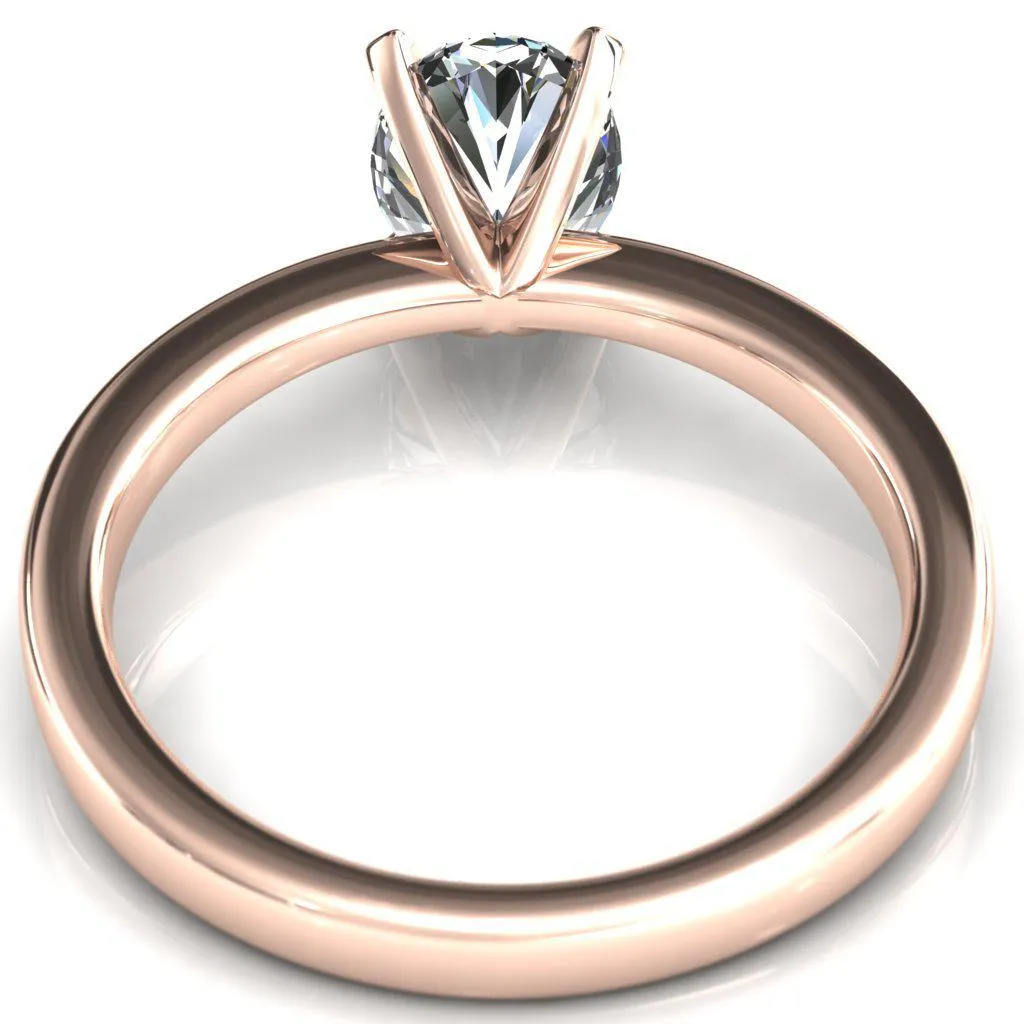 Tessa Oval Center 4  Prong Pitched Shoulders Solitaire Engagement Ring