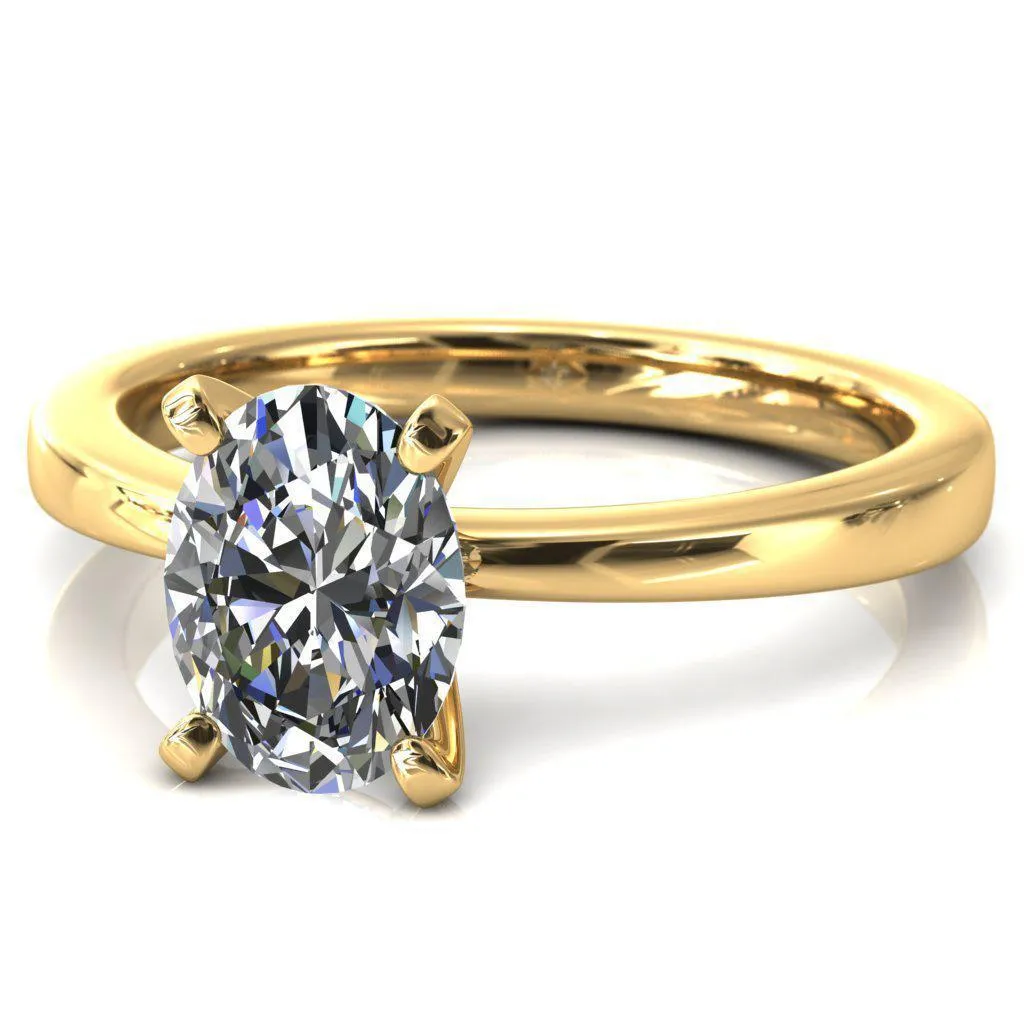 Tessa Oval Center 4  Prong Pitched Shoulders Solitaire Engagement Ring