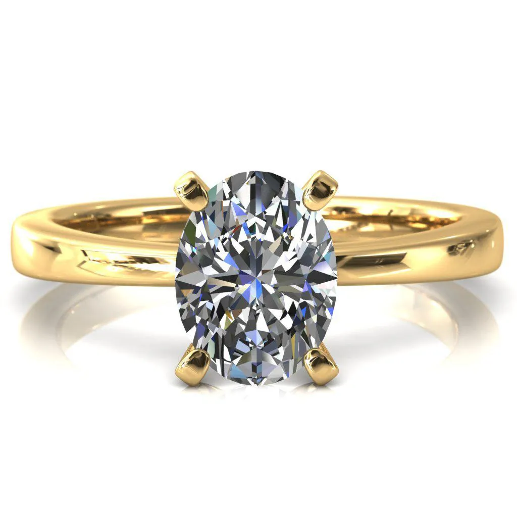 Tessa Oval Center 4  Prong Pitched Shoulders Solitaire Engagement Ring