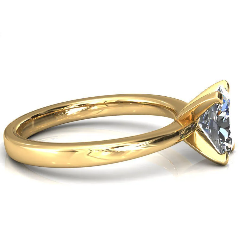 Tessa Oval Center 4  Prong Pitched Shoulders Solitaire Engagement Ring