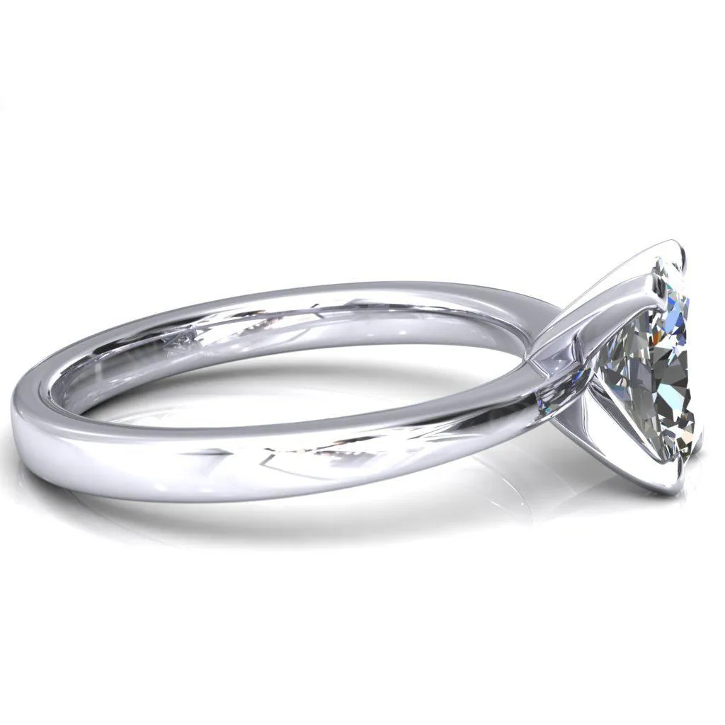 Tessa Oval Center 4  Prong Pitched Shoulders Solitaire Engagement Ring