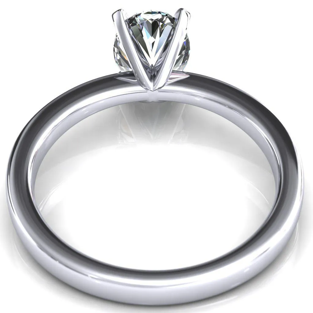 Tessa Oval Center 4  Prong Pitched Shoulders Solitaire Engagement Ring