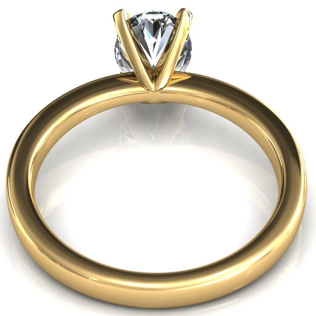 Tessa Oval Center 4  Prong Pitched Shoulders Solitaire Engagement Ring