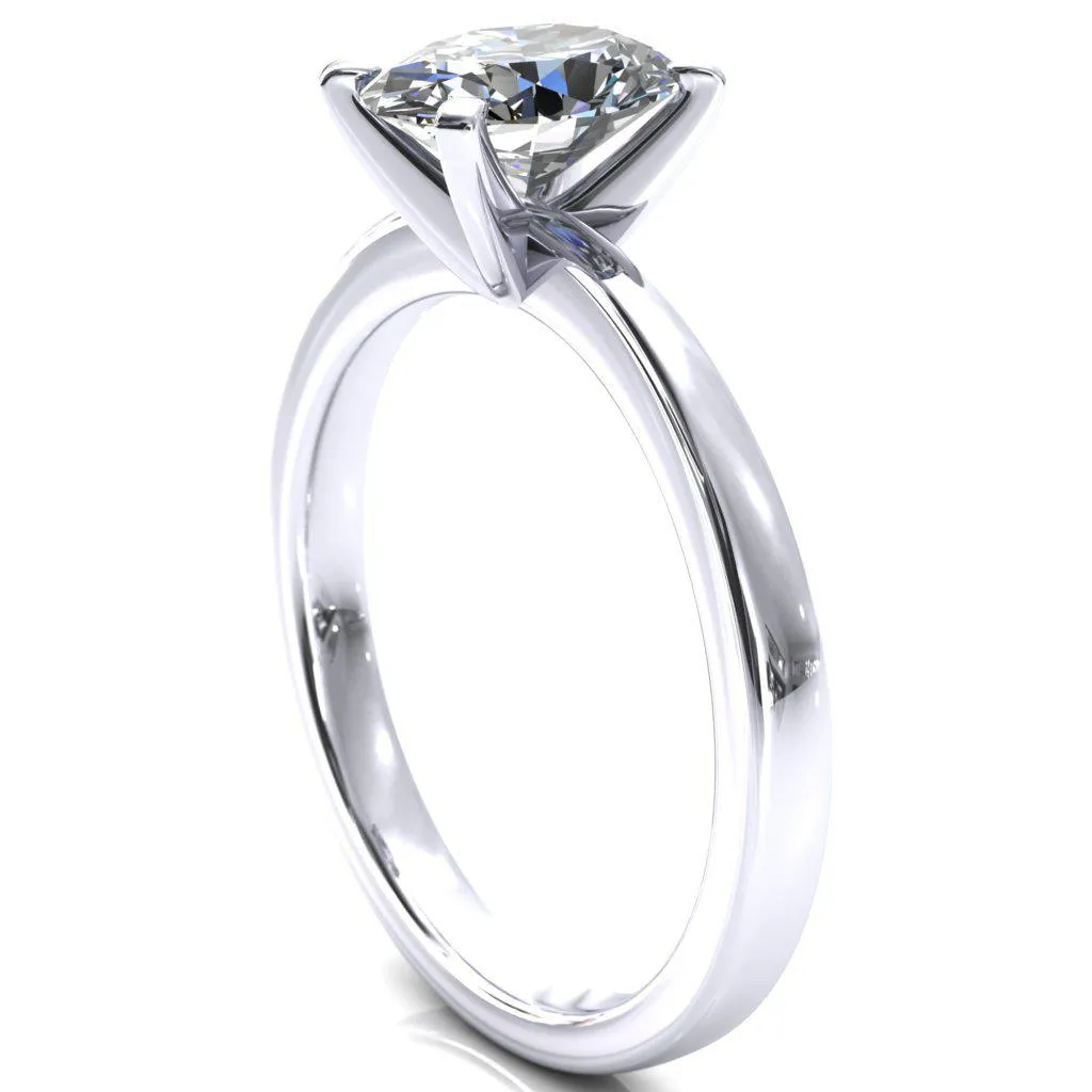 Tessa Oval Center 4  Prong Pitched Shoulders Solitaire Engagement Ring