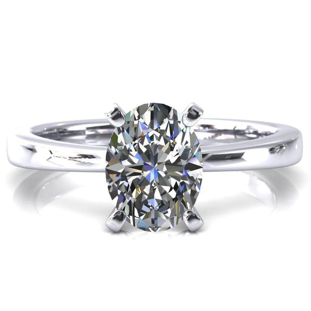 Tessa Oval Center 4  Prong Pitched Shoulders Solitaire Engagement Ring