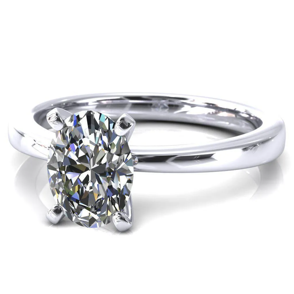 Tessa Oval Center 4  Prong Pitched Shoulders Solitaire Engagement Ring