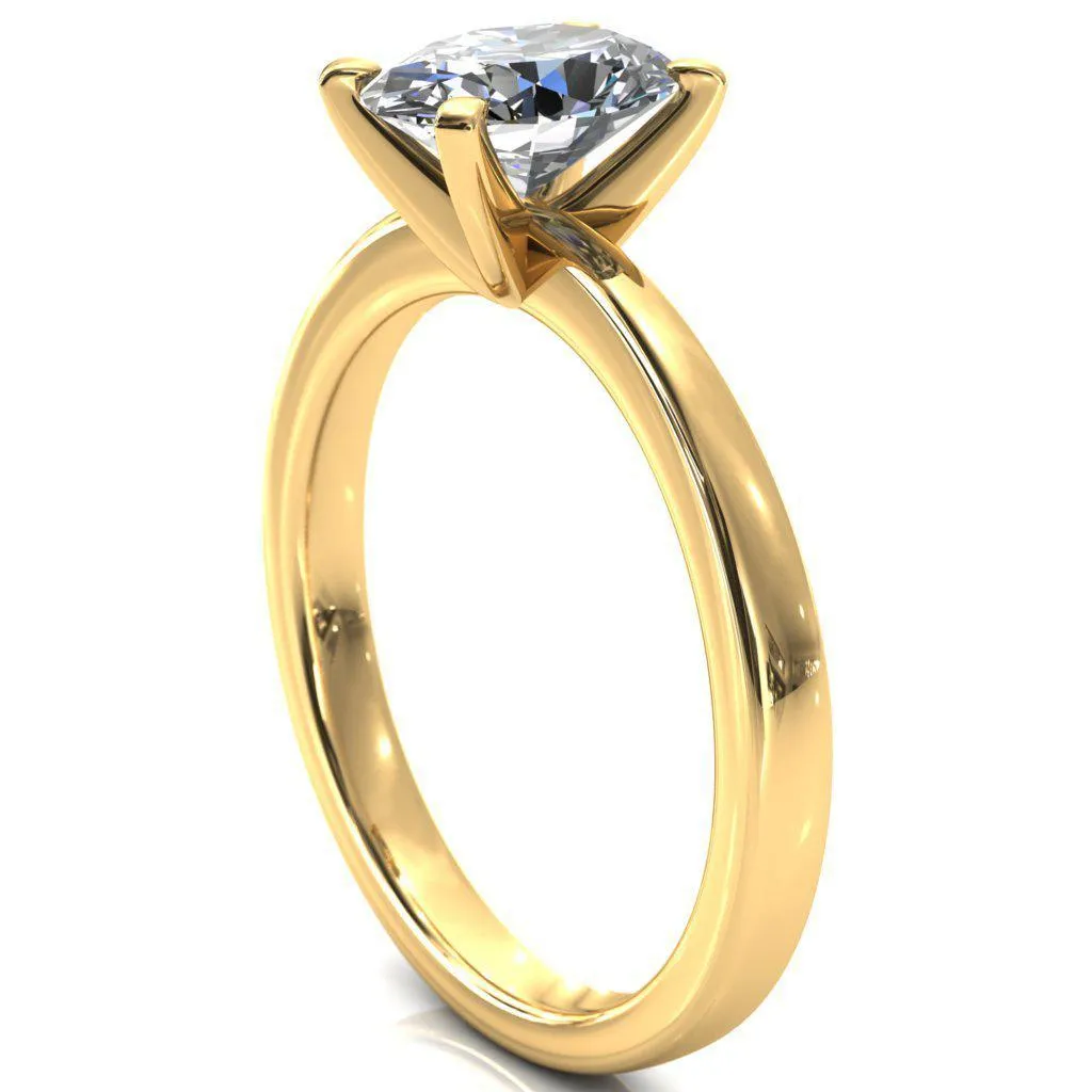 Tessa Oval Center 4  Prong Pitched Shoulders Solitaire Engagement Ring
