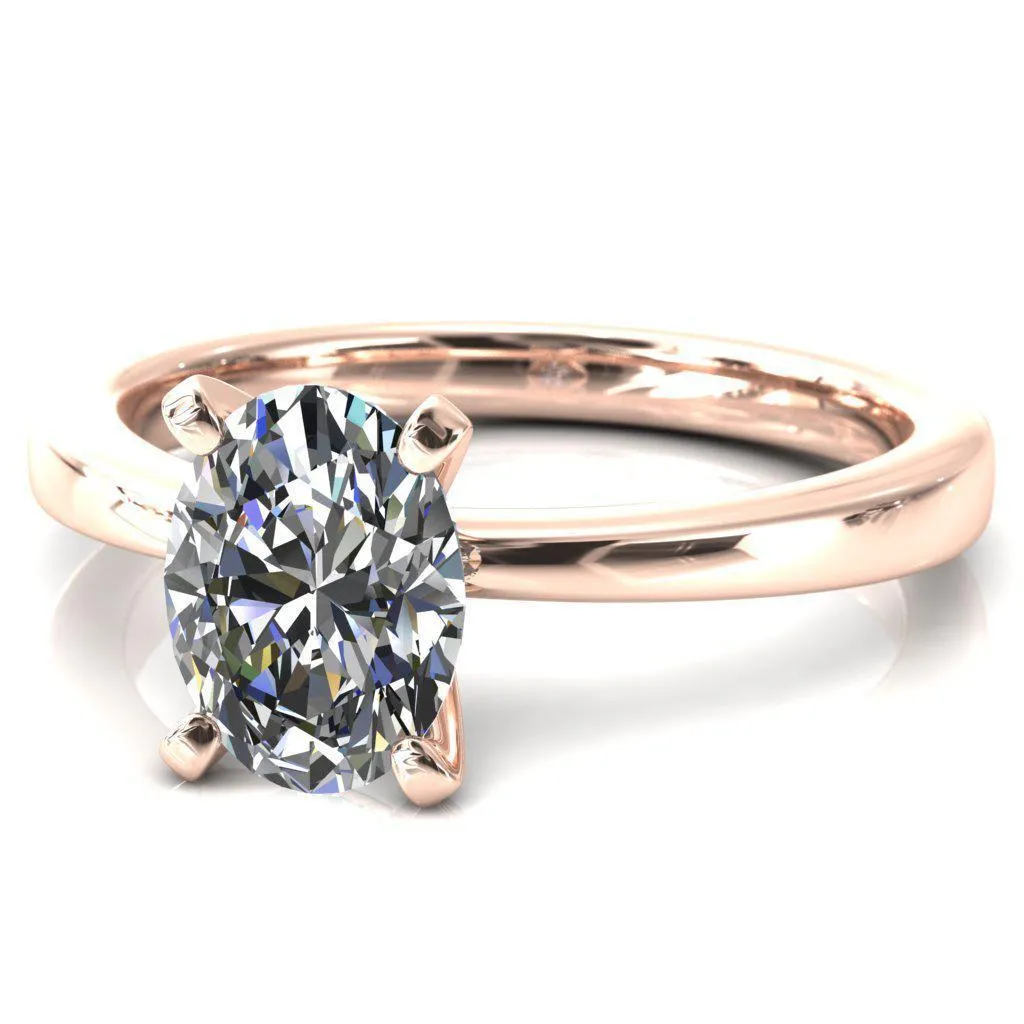 Tessa Oval Center 4  Prong Pitched Shoulders Solitaire Engagement Ring