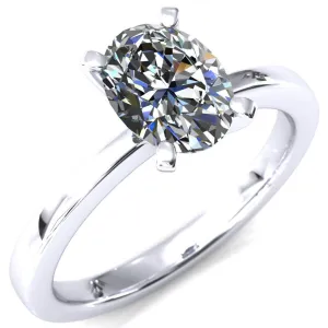 Tessa Oval Center 4  Prong Pitched Shoulders Solitaire Engagement Ring