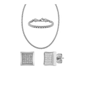 The Men's Corner 1/4 ct. t.w. Diamond Earring, Necklace and Bracelet Set