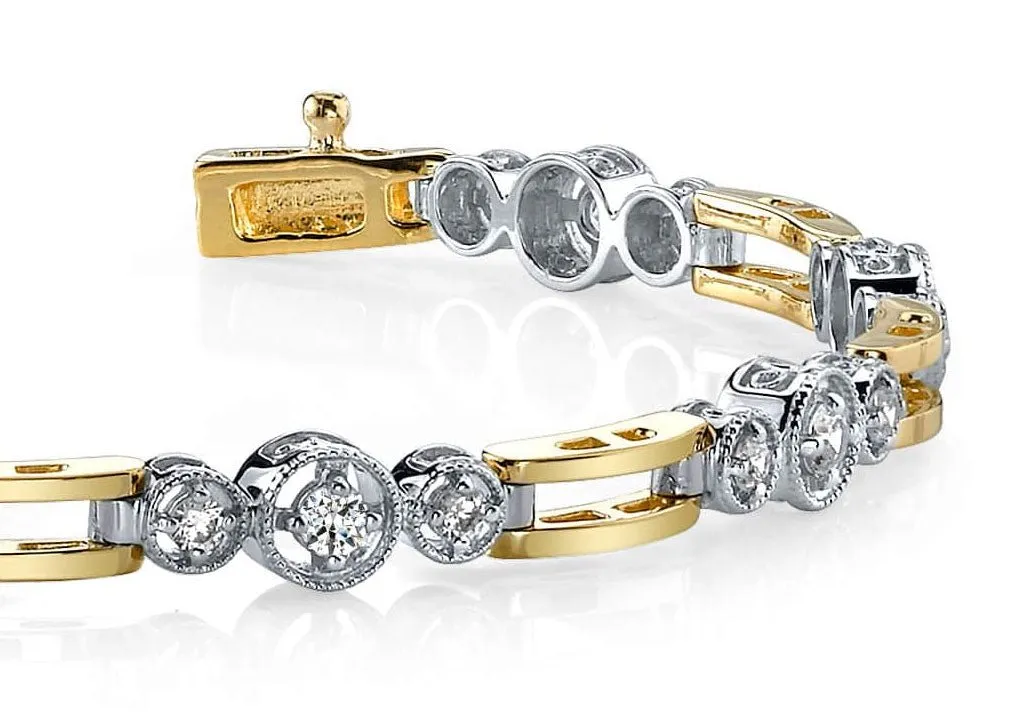 Three Across Bridge Link Diamond Bracelet with 1.01 ct.(finished) 2mm, 2.5mm