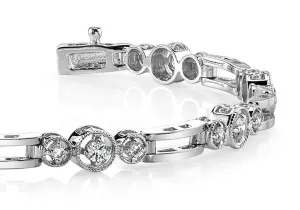 Three Across Bridge Link Diamond Bracelet with 1.01 ct.(finished) 2mm, 2.5mm
