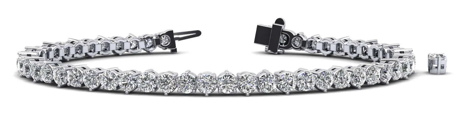 Three Prong Alternating Lab-Grown Diamond Tennis Bracelet with 5.67 ct.(finished) 3mm