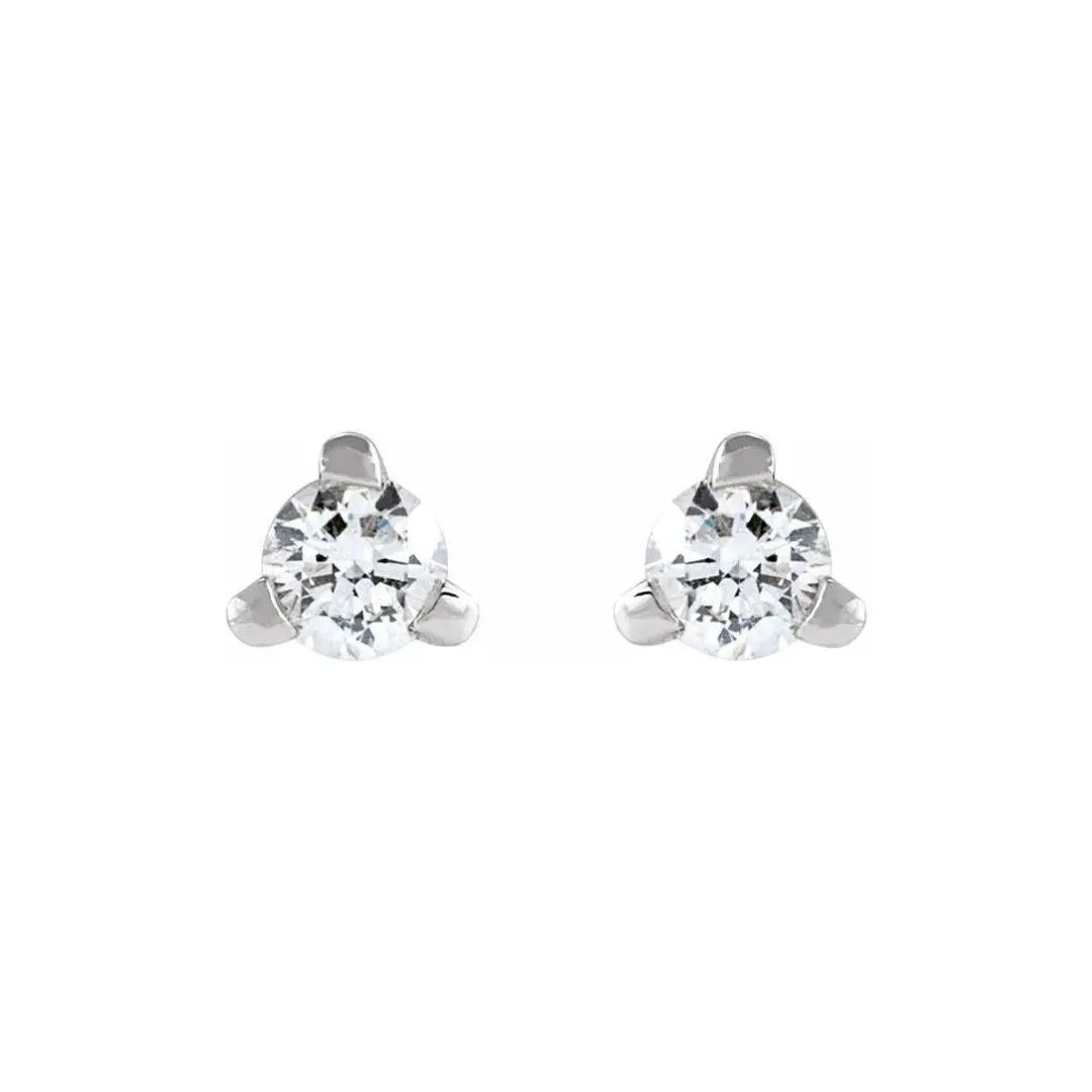 Three Prong Diamond Flat Back Studs