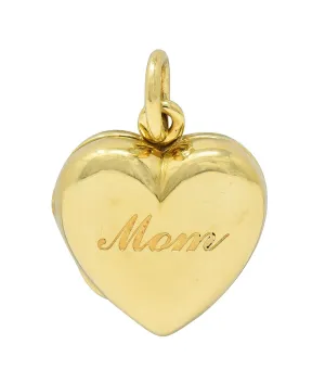 Tiffany & Co. 14 Karat Yellow Gold Mom Heart Locket Pendant
