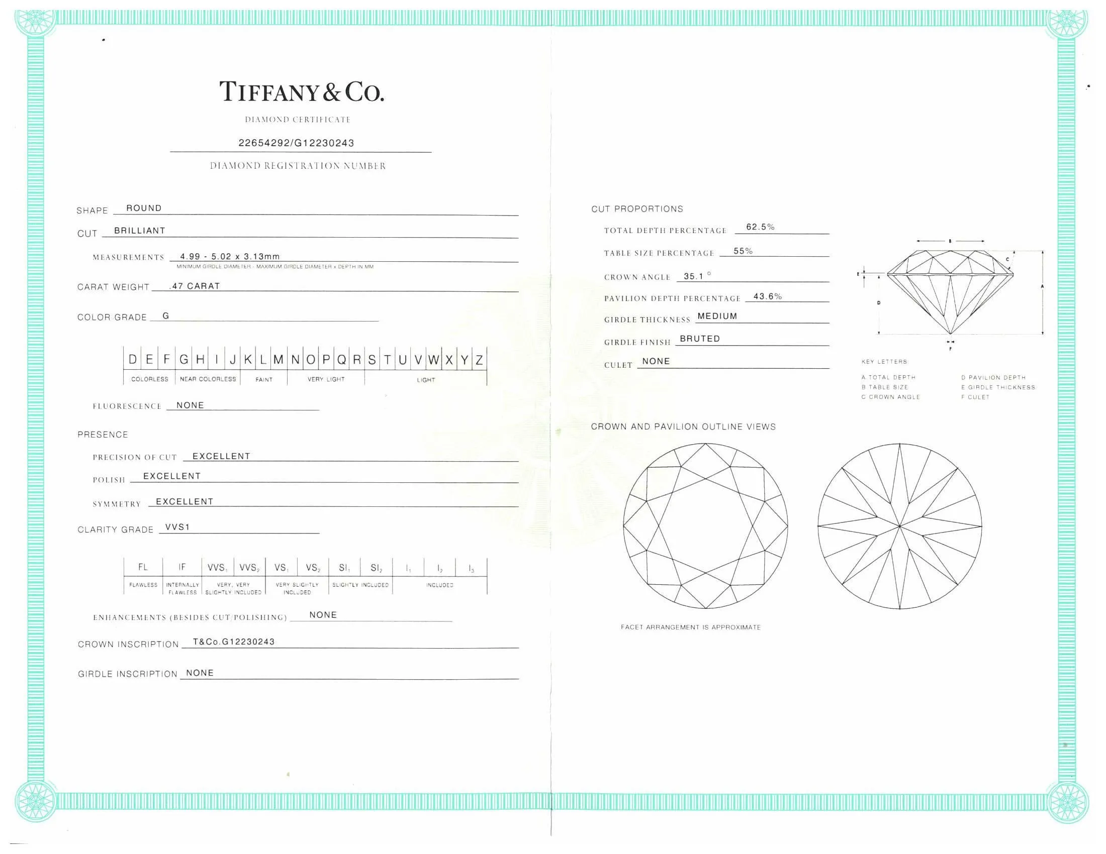 Tiffany & Co. Platinum Round 0.95Cts. TW VVS1 Diamond Solitaire Stud Earrings
