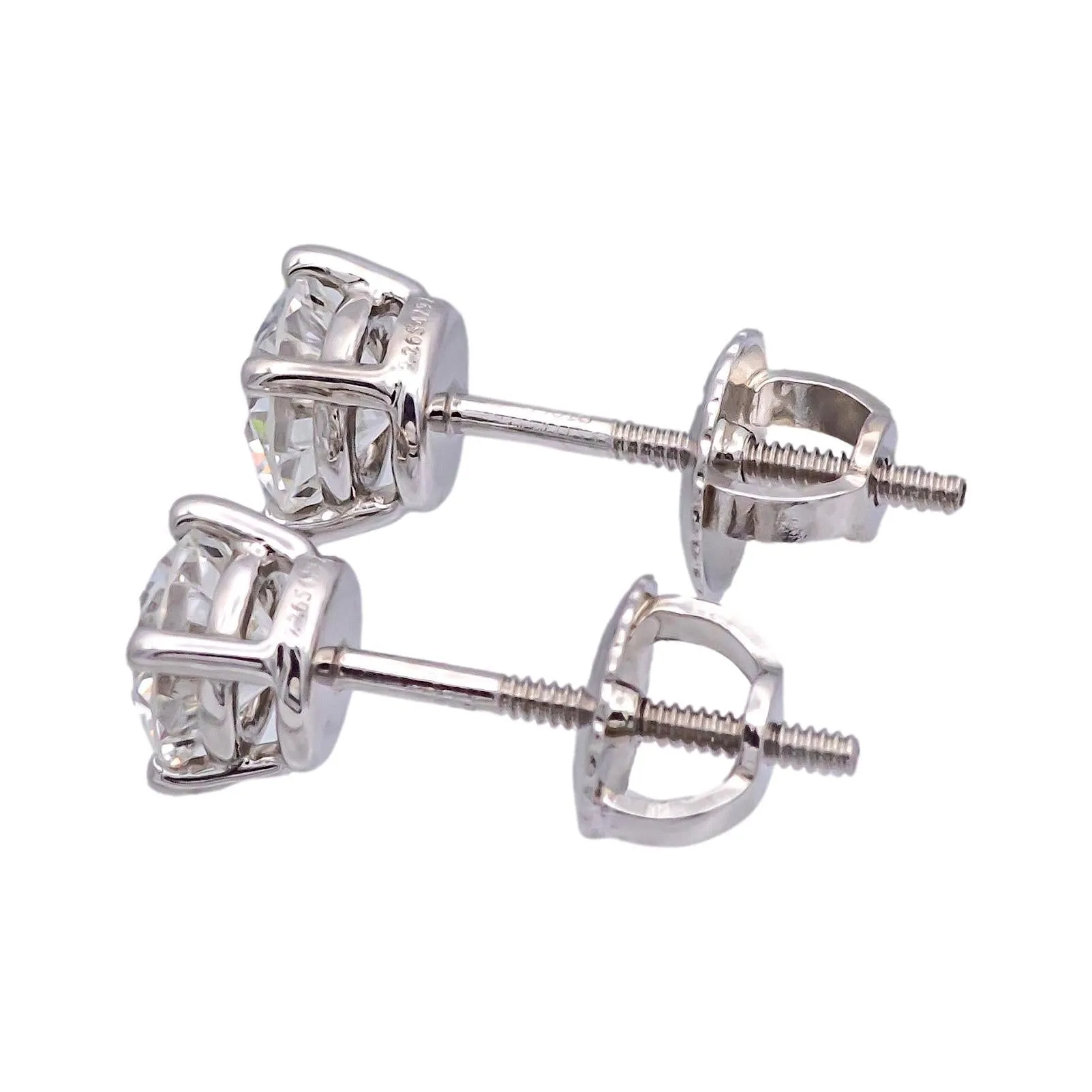 Tiffany & Co. Platinum Round 0.95Cts. TW VVS1 Diamond Solitaire Stud Earrings