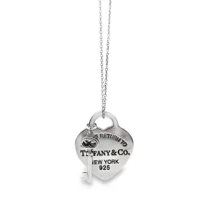 Tiffany & Co Return To Tiffany Heart Tag Key Pendant Sterling Silver Necklace - 16"