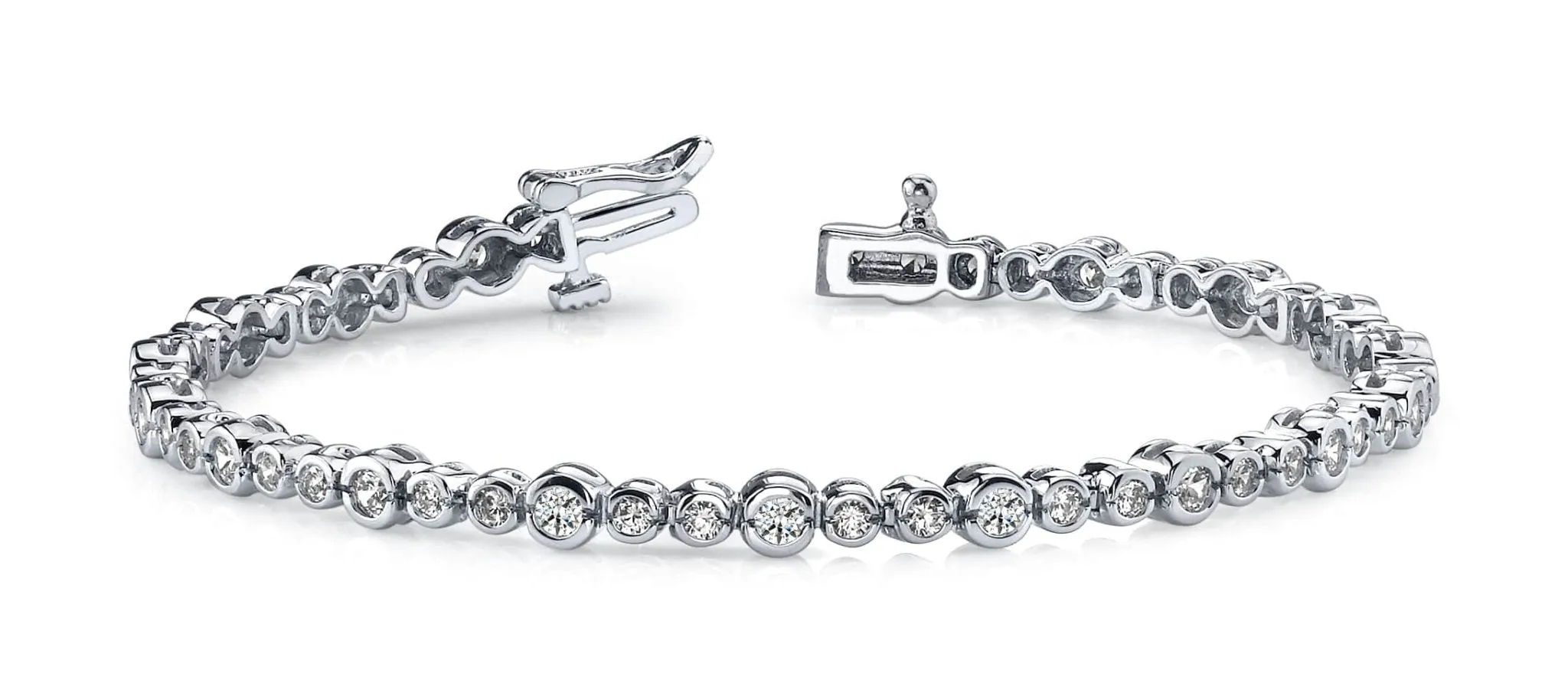 Timeless Half Bezel Diamond Bracelet with 4.06 ct.(finished) 2.6mm, 3.5mm
