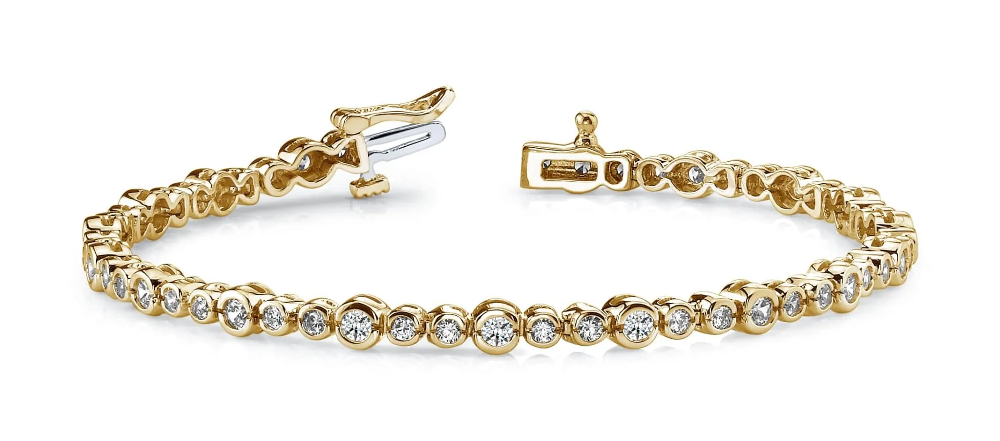 Timeless Half Bezel Diamond Bracelet with 4.06 ct.(finished) 2.6mm, 3.5mm