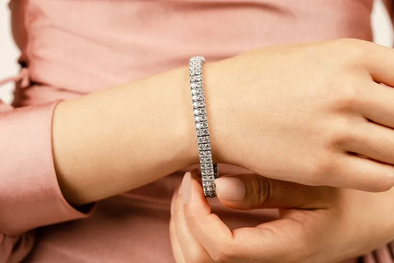 Timeless Two Row Diamond Tennis Diamond Bracelet with 14.96 ct.(finished) 3.75mm