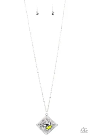 Timelessly Tilted Green Paparazzi Necklace
