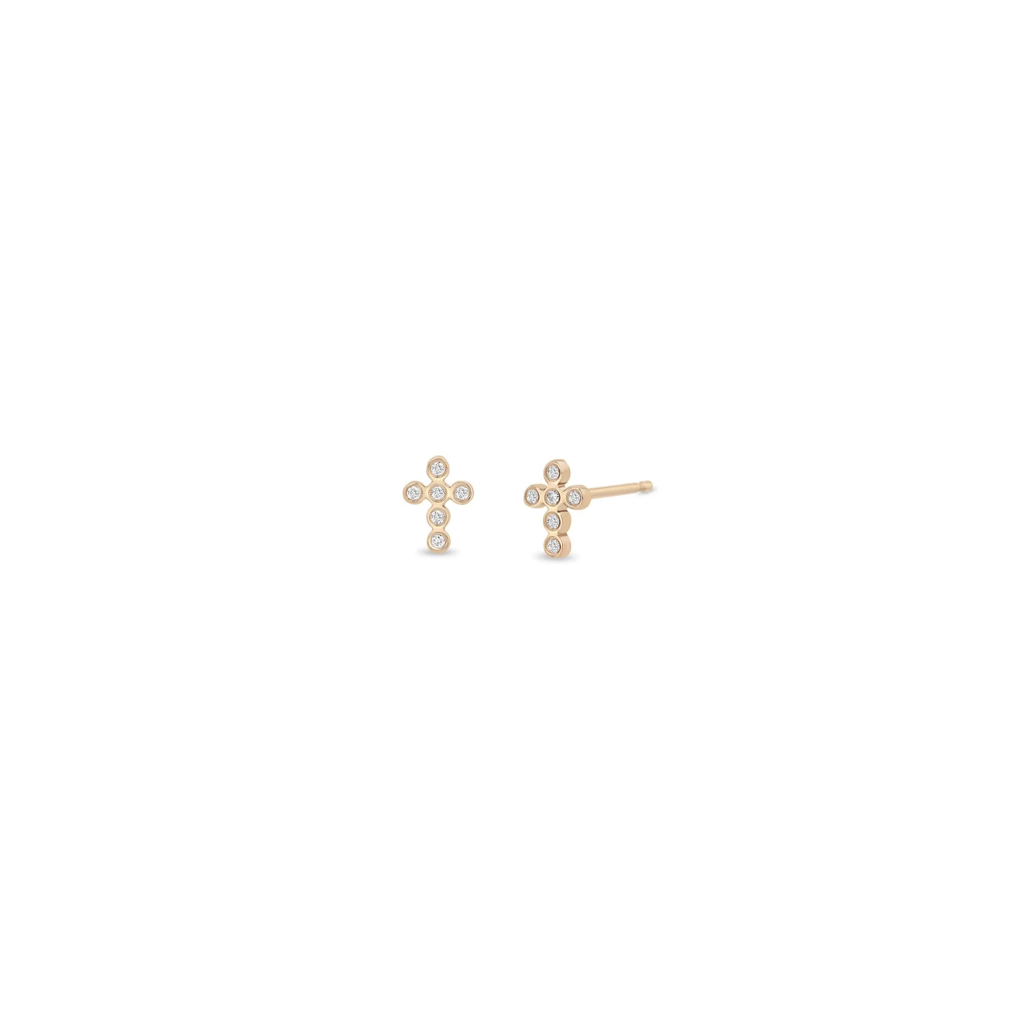 Tiny Diamond Bezel Cross Studs