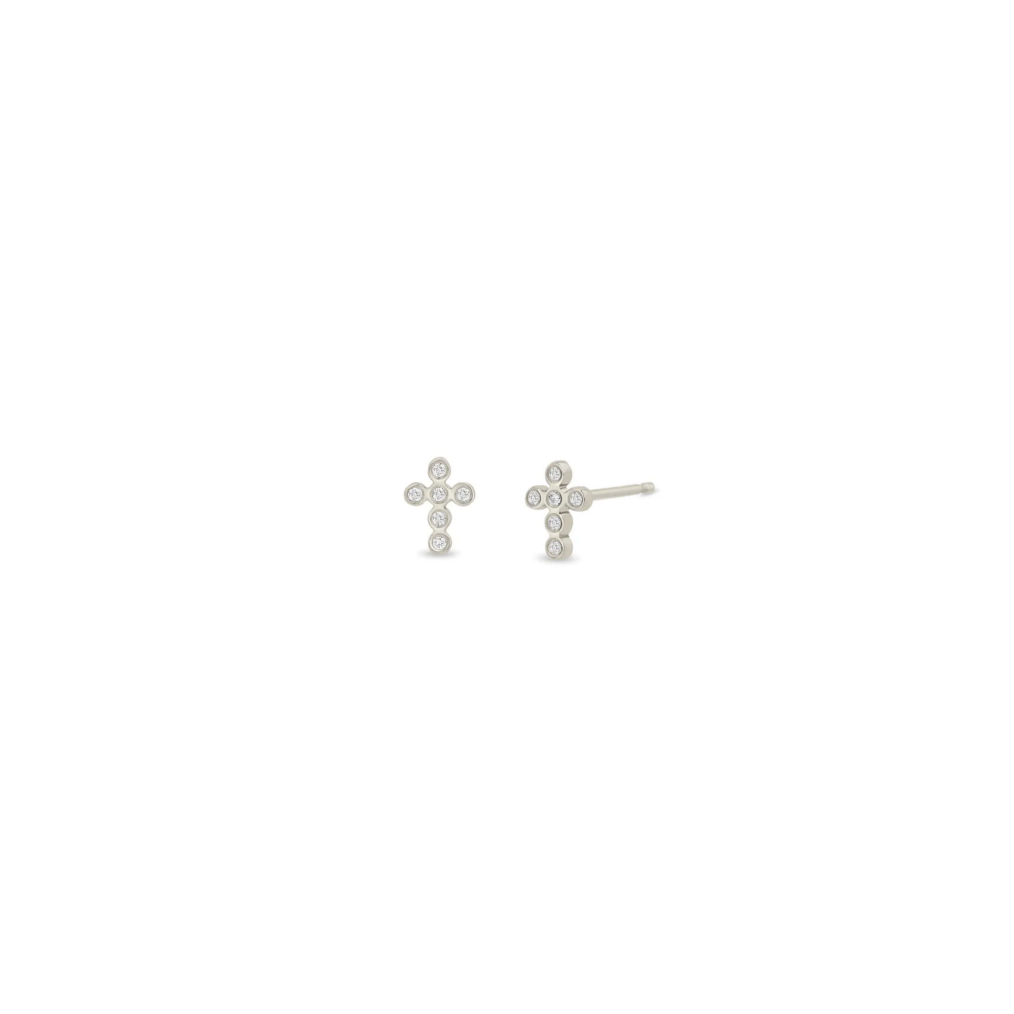 Tiny Diamond Bezel Cross Studs