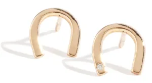 Tiny Diamond Horseshoe Stud Earrings